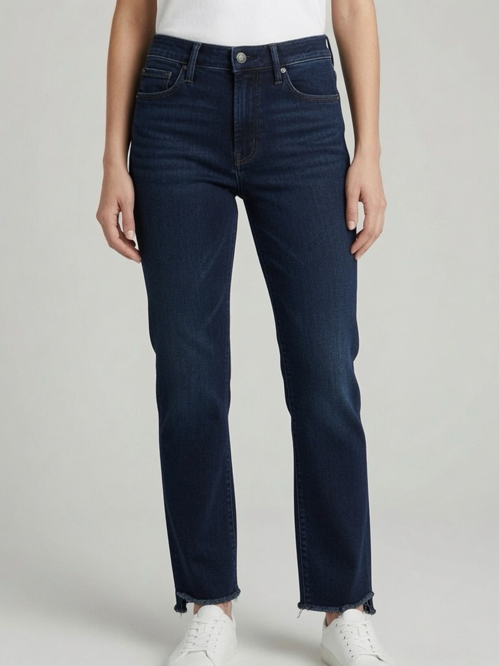 MOTHER The Insider Cropped Step Fray Jeans Size 28 Dark Wash High Waist Raw Hem